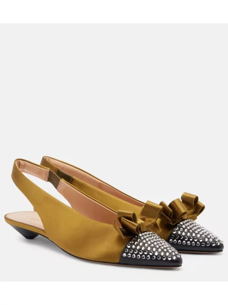 Pantofi cu toc Chloé din satin slingback alb