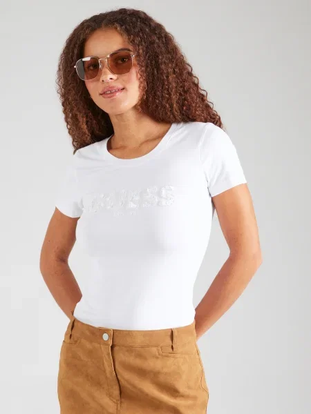 Guess Tricou Slim Fit alb