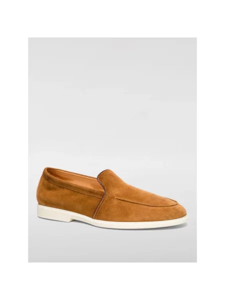 Półbuty Santoni zamszowe casual brązowe