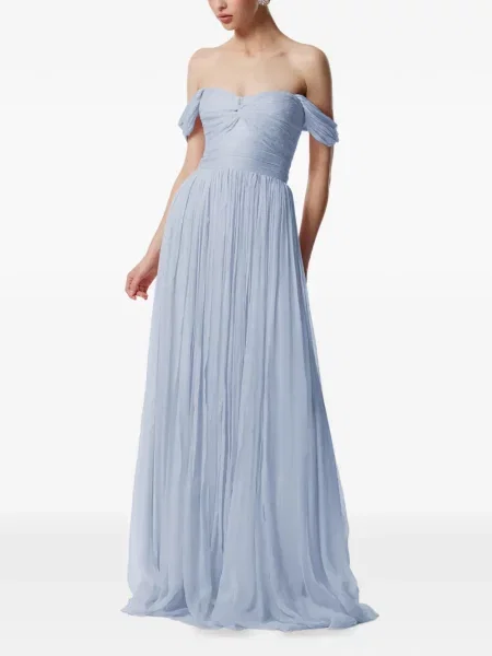 Rochie maxi Framboise cu umerii deschiși de costum albastru