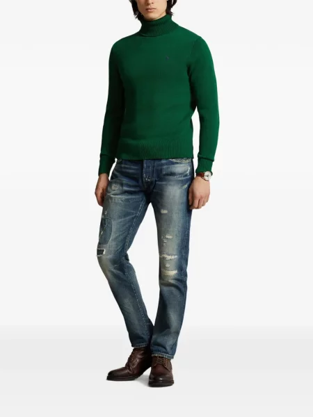 Matlasat tricou polo Polo Ralph Lauren cu decolteu rotund cu autograf roșu