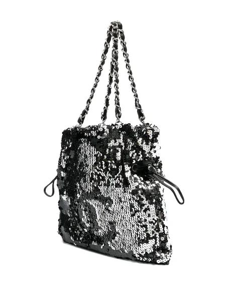 Kabelka Chanel Pre-owned s flitry stříbrná