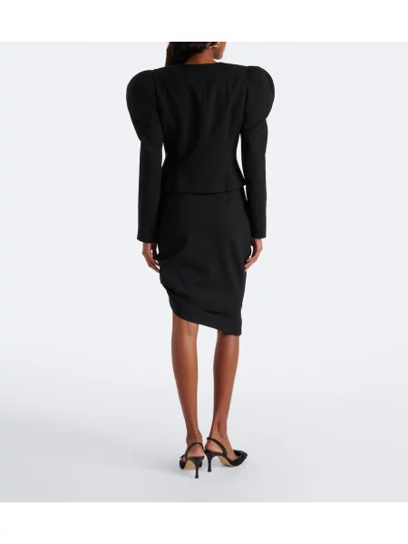 Fustă midi Carolina Herrera de lână asimetrică negru