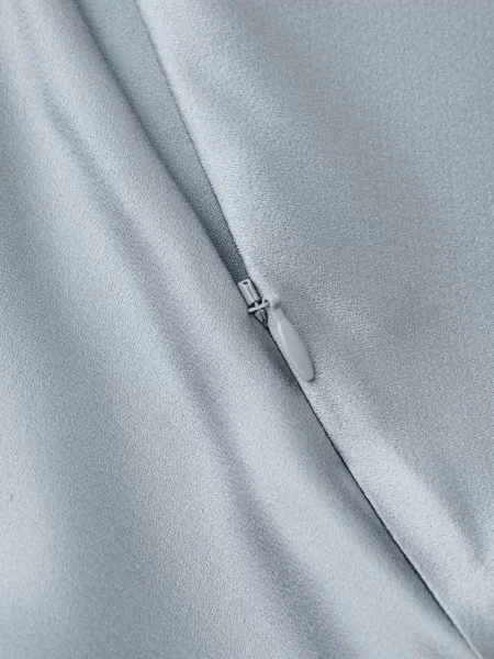 Satynowa spódnica maxi srebrny Kobieta XL MANGO