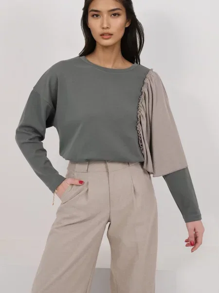 Trend Alaçatı Stili Tricou kitt / verde stuf alb