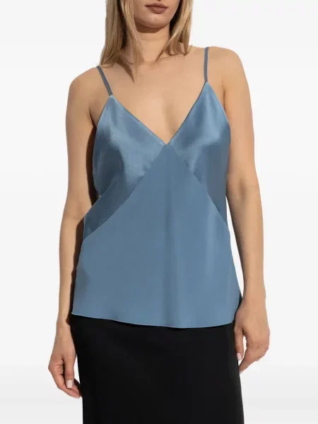 Top Forte_forte din satin albastru