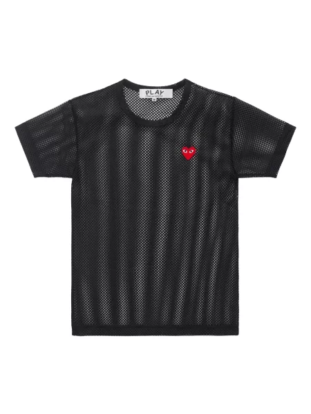 Koszulka Comme Des Garcons Play z siateczką w serca czarna
