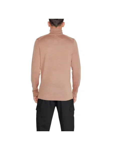 Sweter z golfem Calvin Klein wełniany do golfa beżowy