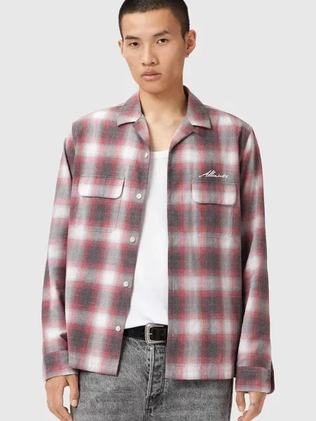 Риза AllSaints SHAMS със свободна кройка червено