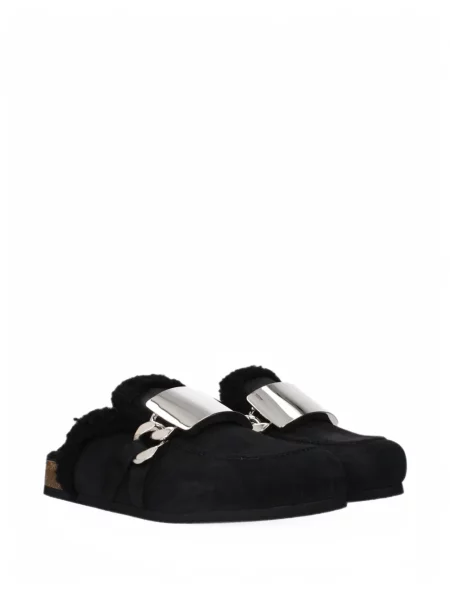 Papuci tip mules Jw Anderson din piele de oaie negru