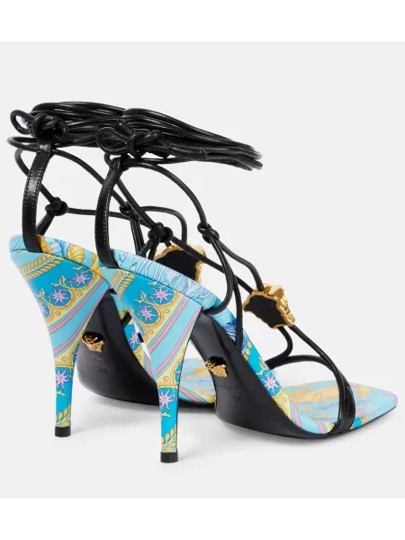 Sandale Versace din piele cu imagine albastru