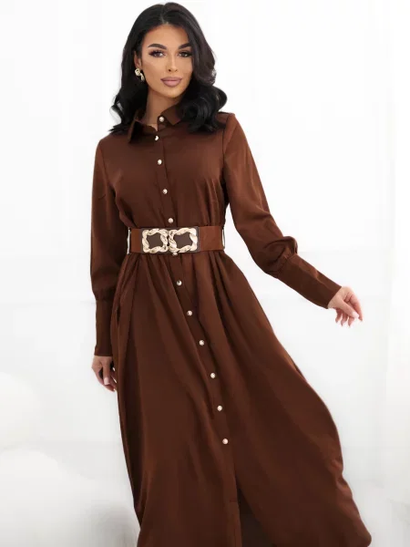 Haljina košulja Italy Moda smeđa