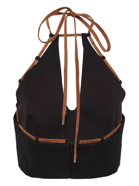 Top Alexia cu gât halter negru
