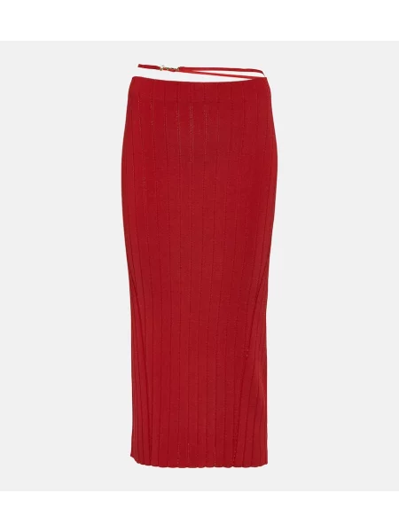 Fustă midi Jacquemus tricotate până la genunchi roșu