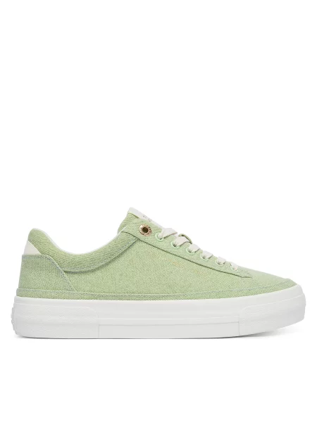 Laisvalaikio batai Tommy Hilfiger Washed Canvas Platform Trainers žalia