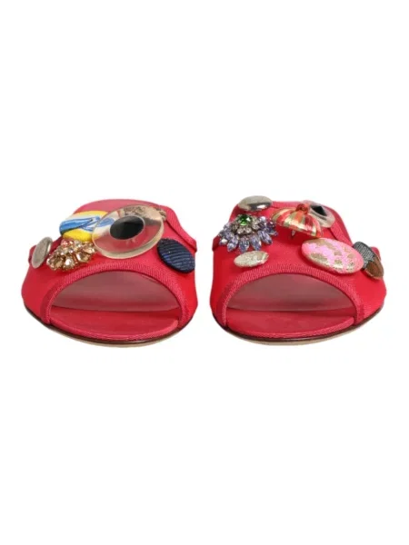 Klapki Dolce And Gabbana skórzane czerwone