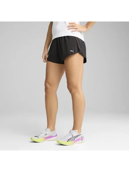 Puma rövidnadrág futáshoz Velocity fekete nyomott mintás közepes derékmagasságú fehér