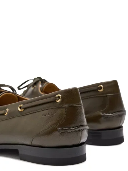 Pantofi loafer Bally cu șireturi din piele verde