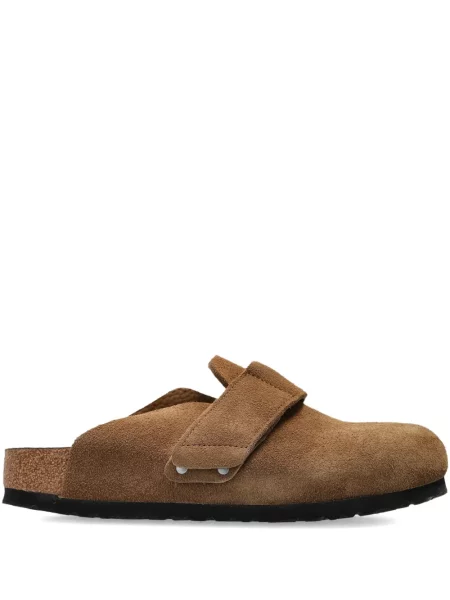 Papuci tip mules Birkenstock din piele de căprioară maro