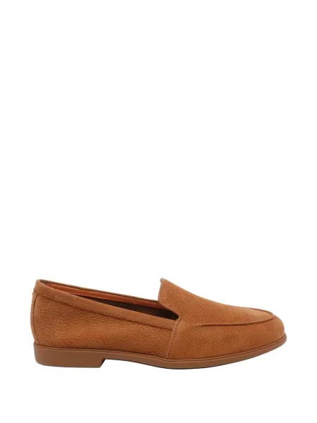 Pantofi loafer Santoni din piele cu vârf rotund maro