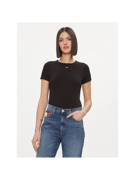 Tommy Jeans Póló Essential Slim Fit fekete