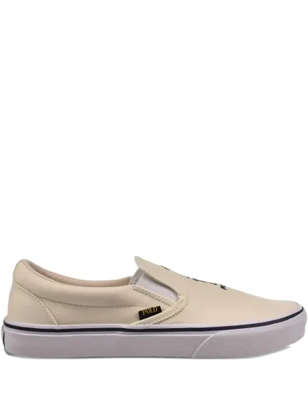 Sneakerși Polo Ralph Lauren din piele de căprioară slip-on alb