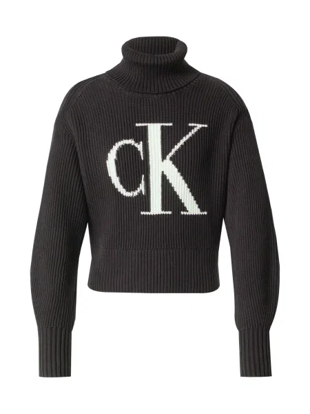 Calvin Klein Jeans Sveter / biela čierna