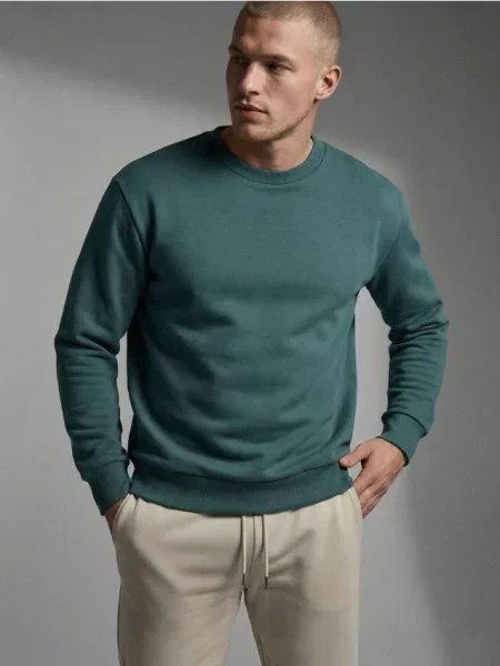 Sinsay Bluza crewneck basic ciemny turkus