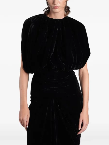 Rochie Rick Owens de catifea cu volane negru