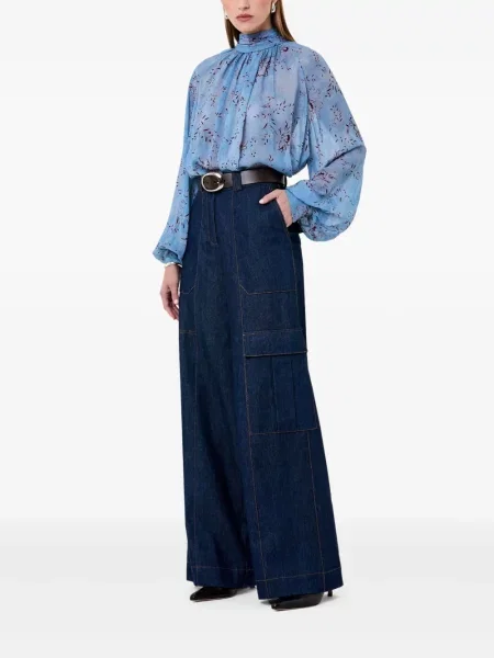 Top Nicholas cu model floral cu imagine albastru