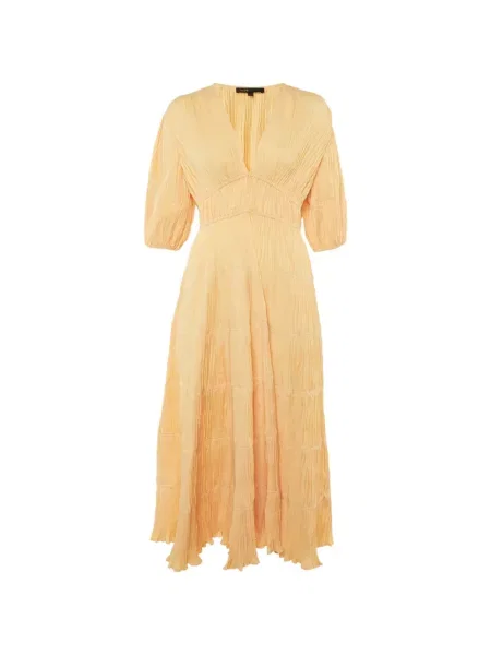 Rochie midi Maje cu decolteu în V galben