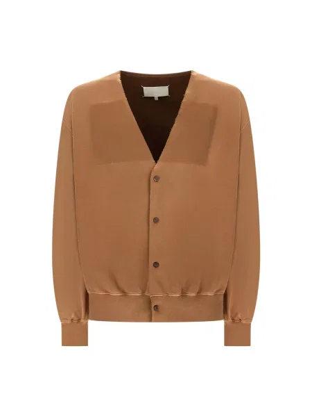 Sweter Maison Margiela z dekoltem w serek brązowy