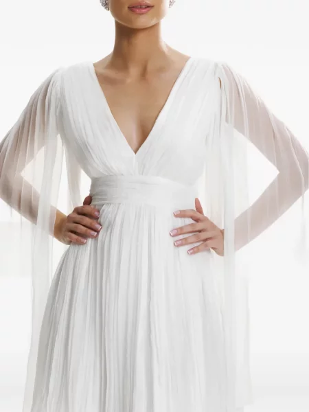 Rochie mini Framboise cu decolteu în V de costum alb