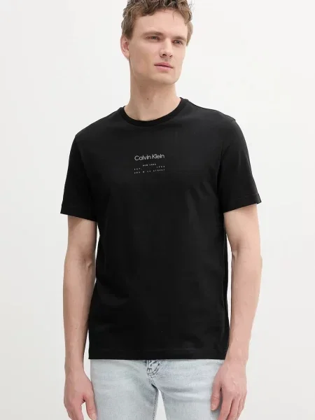 Тениска Calvin Klein с принт черно