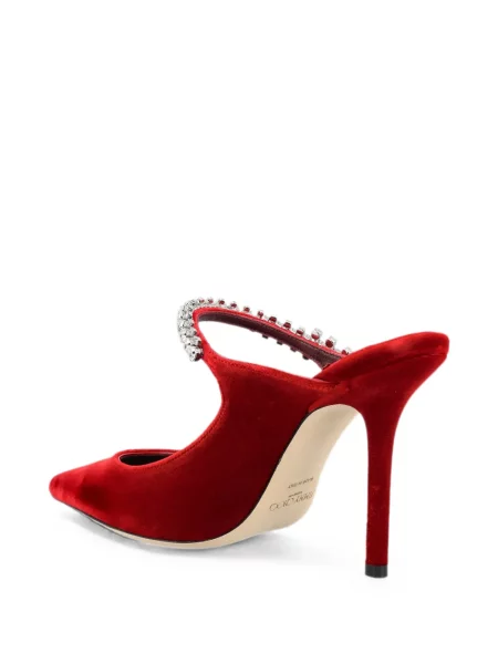 Papuci tip mules Jimmy Choo de catifea roșu