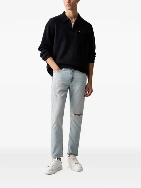 Pantaloni scurți din denim Levi's® din dantelă zdrențuiți cu talie înaltă albastru