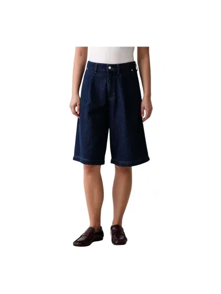 Szorty jeansowe wide leg z mieszanki bawełny i lyocellu Marc O'polo Denim niebieskie