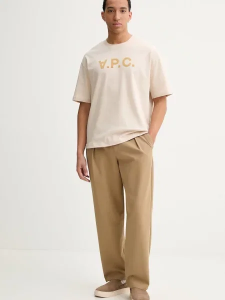 A.P.C. pantaloni cu lână PANTALON RENATO bej