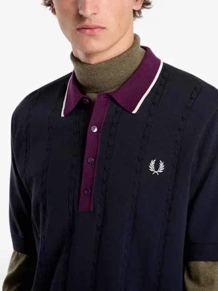 Tricou polo Fred Perry tricotate albastru