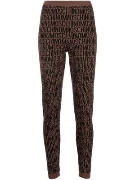 Leggings Moschino din jacard cu autograf maro