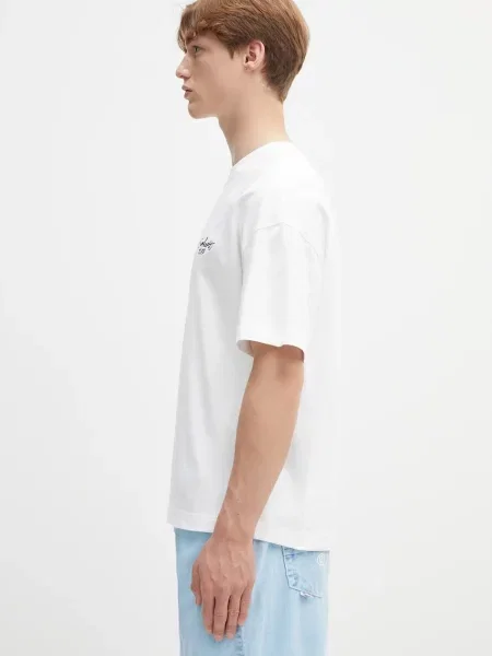Μπλουζάκι Carhartt WIP S/S Signature Script T-Shirt ανδρικό άσπρο λευκό