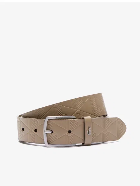 Кожаный ремень Lacoste с ремешками коричневый