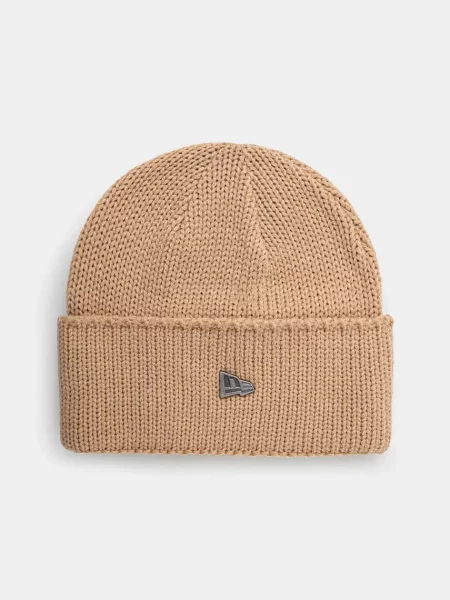 Шапка з домішкою вовни New Era WIDE CUFF BEANIE бежевий