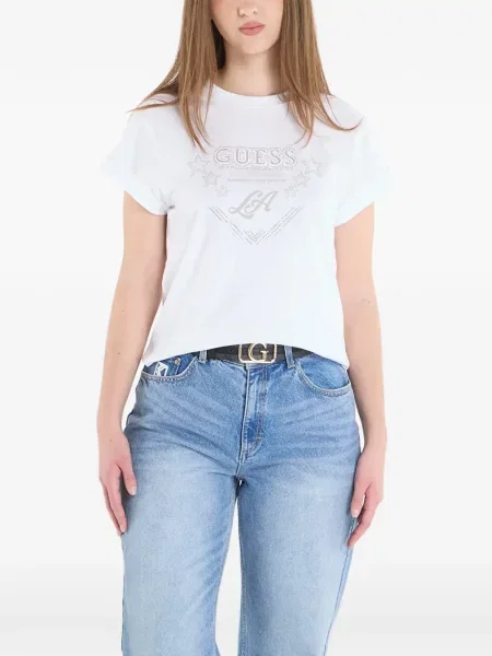 Tricou Guess cu autograf alb