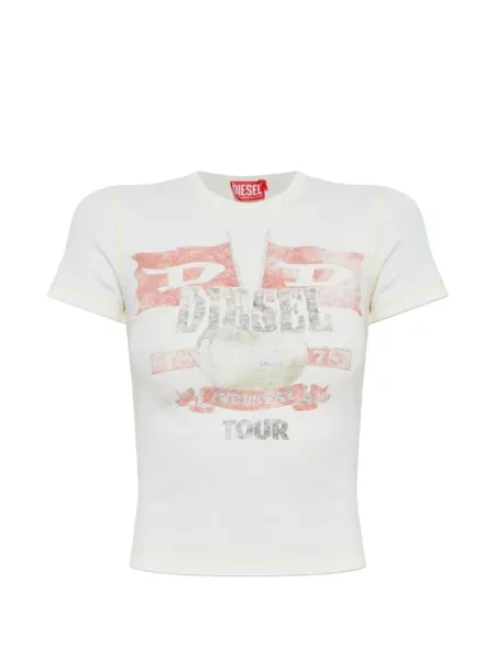 Tricou Diesel cu imagine alb