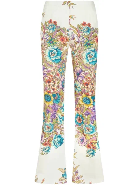 Pantaloni Etro cu model floral cu imagine alb
