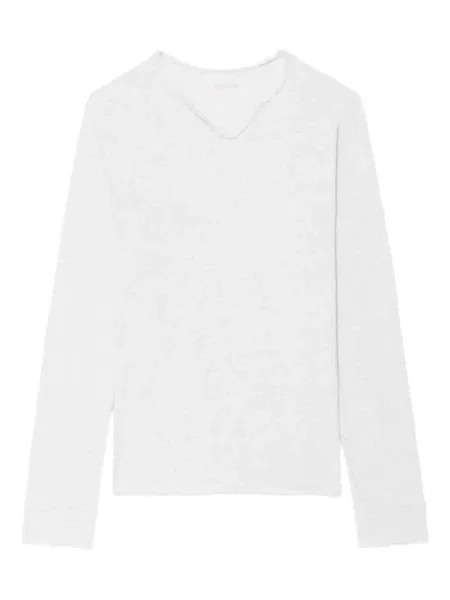 Lung tricou Zadig&voltaire cu guler henley gri