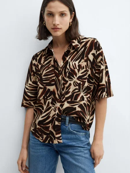 Сорочка MANGO Claudie коричневий