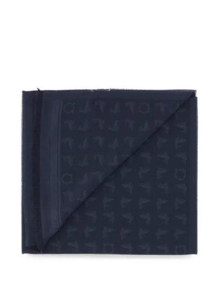 Fular Ferragamo cu imagine din jacard albastru