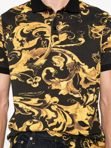Поло тениска Versace Jeans Couture с принт черно